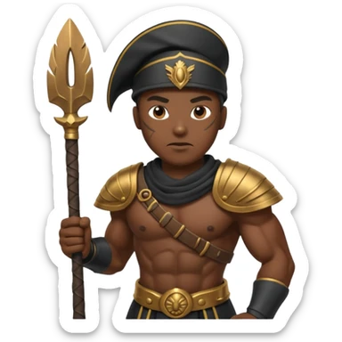 black ancient soldier with raw stick weapon sticker