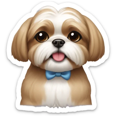 light brown shihtzu with a bow in her head smiling sticker