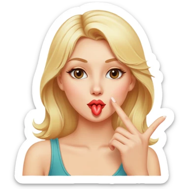 Blonde woman Blowing a kiss and flipping a bird sticker