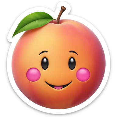 cute round peach with a smiley face sticker