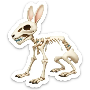 A full-length rabbit skeleton with crosses over its eyes sticker