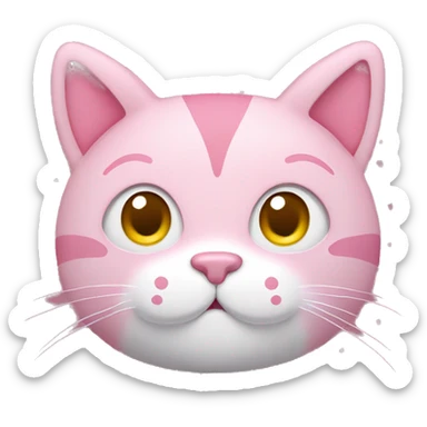 pink cat plush with heart shaped nose and white polka-dots sticker