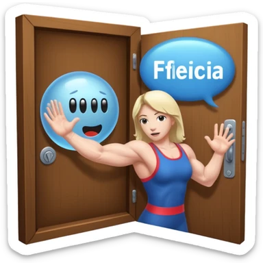 An arm slamming the door with a chat bubble that reads "Bye Felicia" sticker