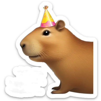 Capybara with a birthday cake and candles and balloons sticker