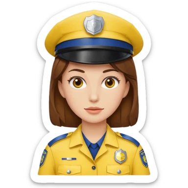 Female POLICE IN YELLOW, Brown hair sticker