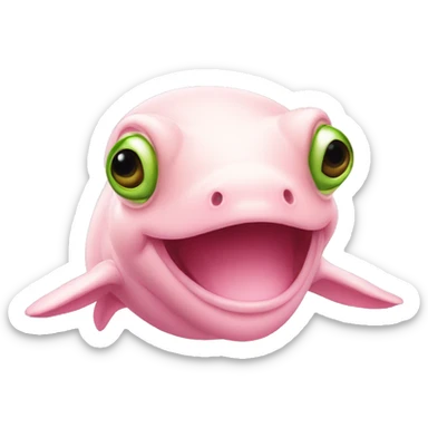 Pink beluga whale with the face of a frog sticker