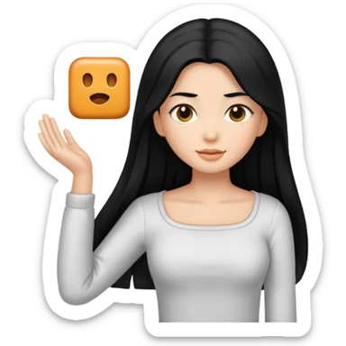 A caramel girl with SUPER long black hair and a square neckline shirt sticker