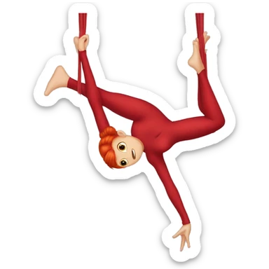 Aerial silks in a split red hair sticker