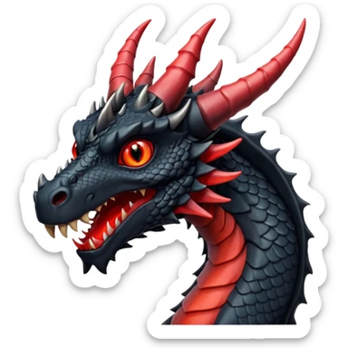 A black dragon with red eyes and great black horns. sticker