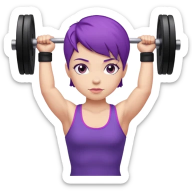 weight lifting female short purple hair sticker