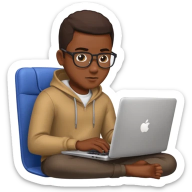 its a black man sitting working on a laptop with no face or anything sticker