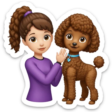 Brown poodle say goodbye with Asia ponytail girl sticker