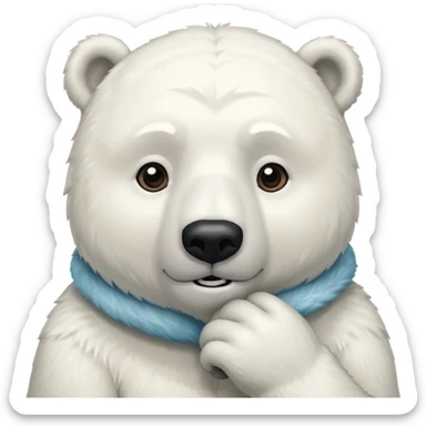 polar bear hald body, hand on chin, wow suprise, half body sticker