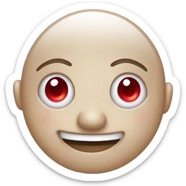 Happy fave with red eyes and a line of salt sticker