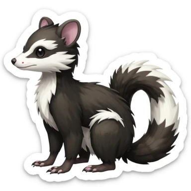 Trico-Sergal-Skunk-Ferret-Furret-Marsupial-Vernid-fusion-Fakemon-animal-hybrid-creature, full body sticker