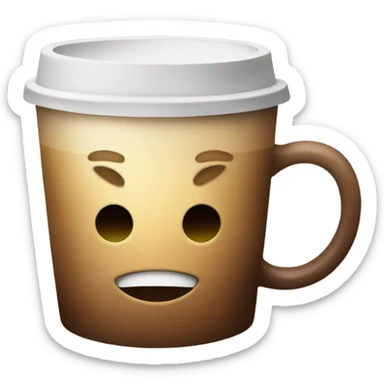 Smiley face drinking and holding hot coffee  sticker