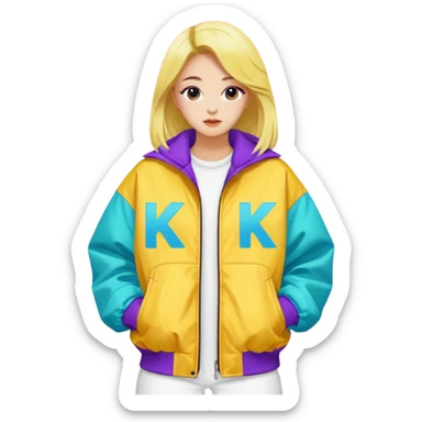 colorful k-pop style streetwear jacket sticker