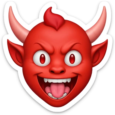 devil emoji smiling with tongue out and mouth open sticker