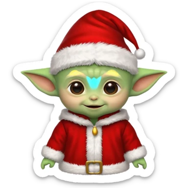 Baby joda felice con cappello da elfo vestito da babbo natale felice  sticker