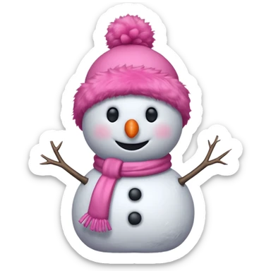 pink snowman  sticker