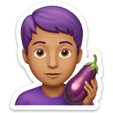 a guy sucking on an eggplant  sticker