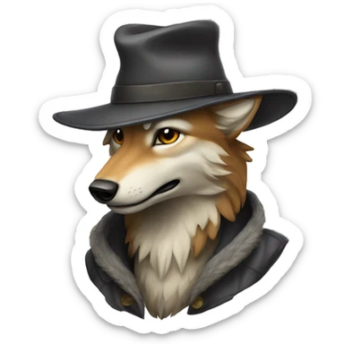 therian wolf with a hat sticker