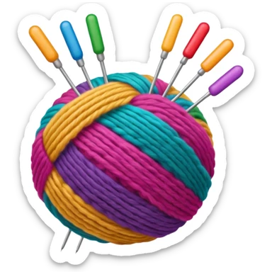 ball of wool with knitting needles sticker