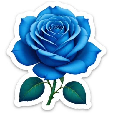 Vibrant blue rose in full bloom, similar to rose emoji sticker