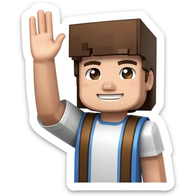 Minecraft character waving sticker