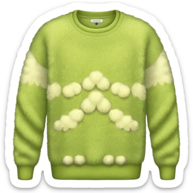 Green pistachio color fluffy sweater sticker