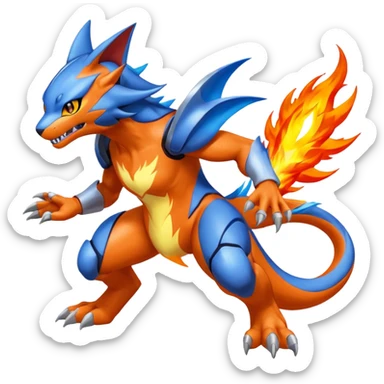 Gabite-Veemon-Digimon-Latias-Peppercat-Pokémon-Flamedramon-fusion-animal-hybrid-creature, Full body  sticker