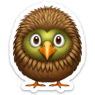 cute kiwi bird ai agent ( color fillable)  sticker