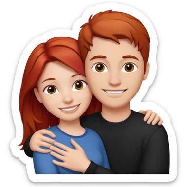 Red haired girl with white guy dark brown hair  romance sticker