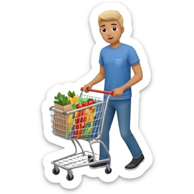 man-with-a-shopping-cart-full-body sticker