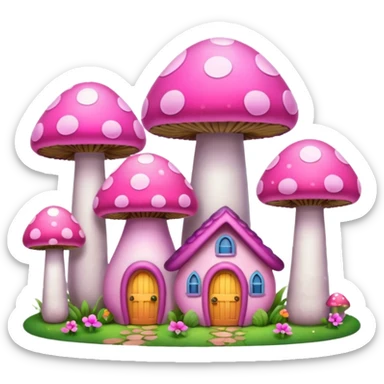 pink mushroom houses sticker