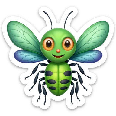 a cartoon bug with wings sticker