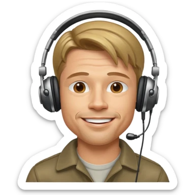 brad pitt using headphones sticker