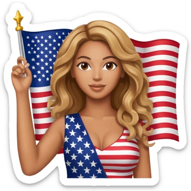 Beyonce with holding  american flag sticker