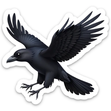 flying black bird with wings spread sticker