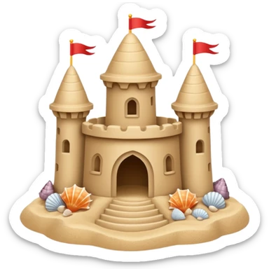 Decorated sand castle – seashells  sticker
