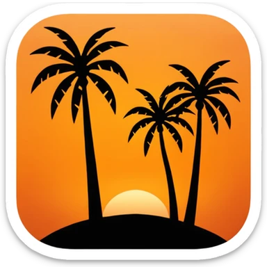 florida plam trees and sunset orange sticker