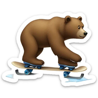a bear skating on ice sticker