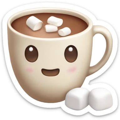 Light beige mug of hot chocolate with marshmallows  sticker