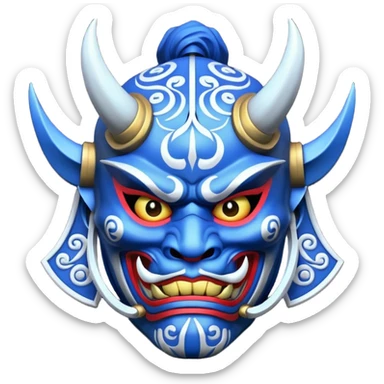 blue samurai oni mask sticker