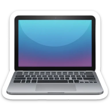 iOS-style emoji of a modern laptop. Smooth gradients, rounded shape, metallic look. Simple, clean, no background, balanced proportions. sticker