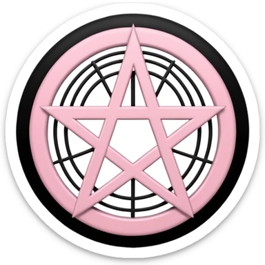 Light pink and Black pentacle with spiderwebs sticker