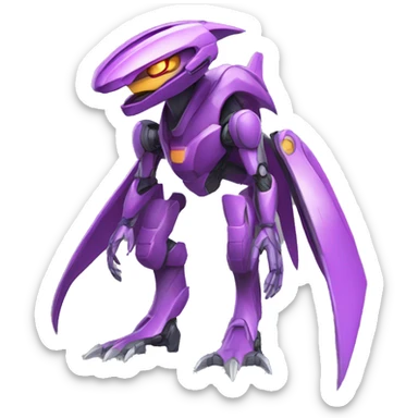 a Genesect-Raptor-Fakémon—hybrid with a futuristic visor-helmet full body sticker