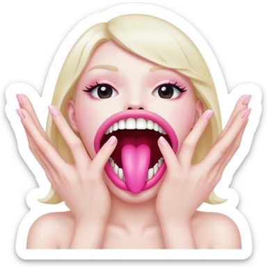 Mouth with hands coming out of the mouth sticker