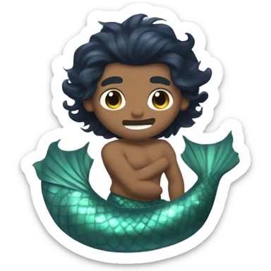Tan merman with dark hair sticker