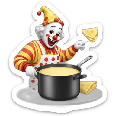 Clown making crepes sticker